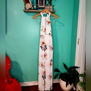 Halter, split leg maxi